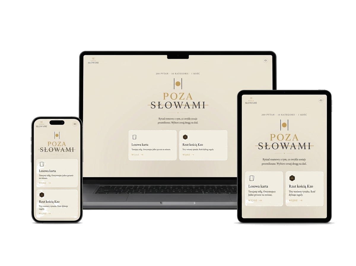 Aplikacja Poza Słowami na laptopie, tablecie i smartfonie